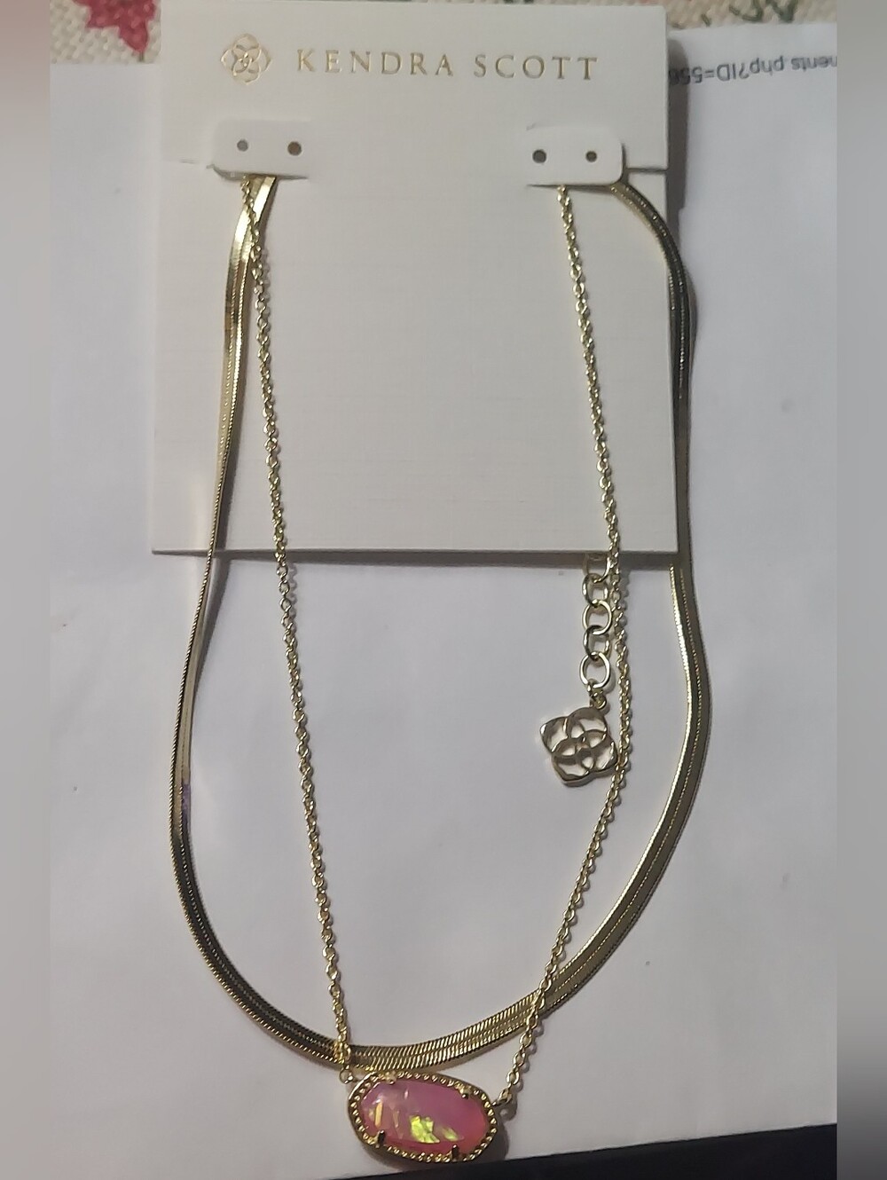 Kendra Scott Gold Necklace with Pink Pendant